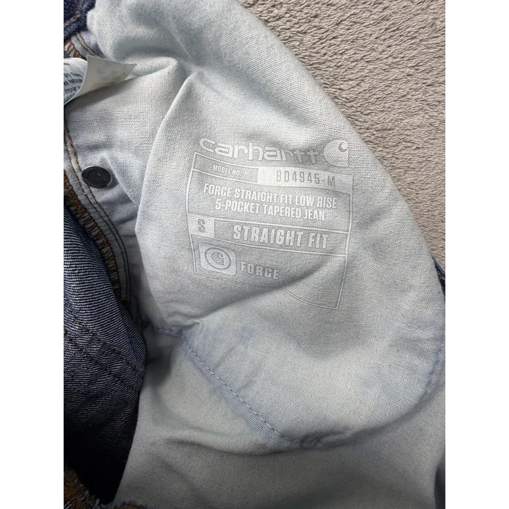 Carhartt Force Straight Jeans Mens Measured‎ 33x27 Blue Stretch Tapered Leg